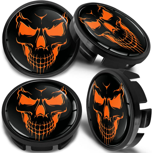 Biomar Labs 4 x Universal Wheel Centre Alloy Hub Center Caps Compatible with VW 3B7601171 / 6U7601171 Toxic Orange Black CV 58...