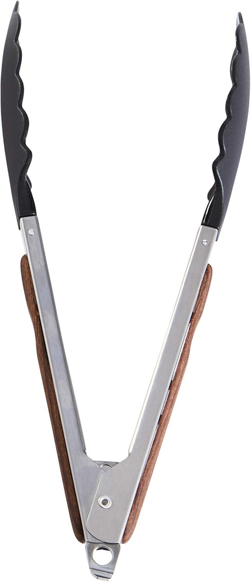 IMUSA USA Woodlook 9" Stainless Steel Locking Food Tongs-for Cooking, Grilling, and Barbecue's, 9"...