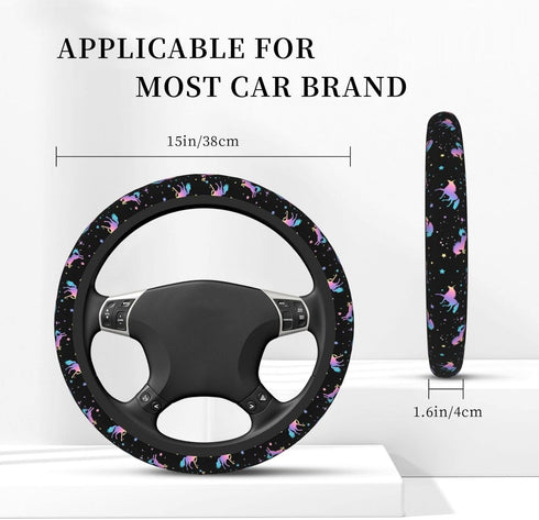 Unicorn Star Steering Wheel Cover for Women Men Girls Car Accessories Decor Anti-Slip Neoprene Auto Steering Wheel Covers Protector Universal 15 I...