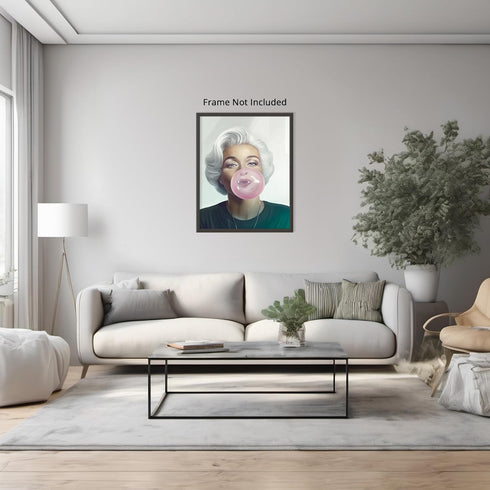 Posterizer 1 pcs-chic fun modern art-pink bubble gum blonde girl 2-Retro Art-Abstract & Modern Art-Gifts for Women- unframed wall art...