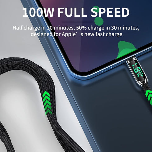 AICase USB C to L ightning Cable, 10FT Charging Syncing Cord with LED Display Compatible with iPhone 13 13 Pro 12 Pro Max 12 11 X XS XR 8 Plus, Ai...