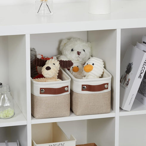 DULLEMELO 2-Pack Bathroom Baskets for Toilet, Small Storage Bins for Organizing Closets, Cabinets, Shelves, Canvas Fabric Storage Basket Bins With...
