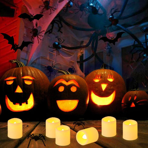 24 Pack 1.5" x 1.8" Flameless Flickering Battery Operated Tea Lights, Lit 200+ Hours Flicker LED Votive Candles, Outdoor Electric Fake Candles Bul...