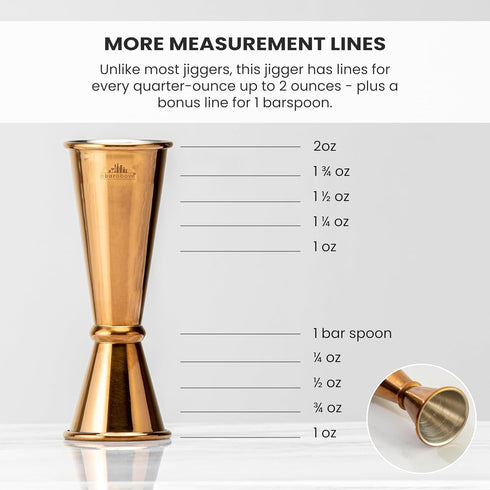 A Bar Above Premium Japanese Jigger 8 Precise Measurement Markings, Heavy Duty 304 Stainless Steel Double Cocktail Jigger for Professional Bartend...