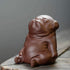 Slowtee Handcrafted Purple Clay Chinese Kung Fu Tea Accessories Pet Small Lazy Dog, Zisha Tea Pet Meditative Dog Ornaments, Lazy Sleepy Puppy Scul...