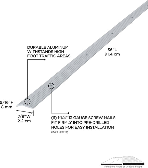 M-D Building Products 78006 7/8 in. X 36 in. Silver Aluminum Carpet Trim w/Screw Nails...