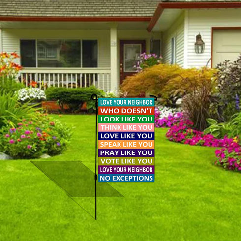 love thy neighbor garden flag Love your Neighbor Yard Sign Garden Flags Rustic Country Decor Yard Decor Outdoor Decor Double Sided Flax Garden Fla...