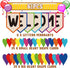 Mixweer 61 Pcs Welcome Back Banner Welcome Bulletin Board Set Boho Classroom Decor Classroom Borders for Bulletin Board Hearts Accents for First D...