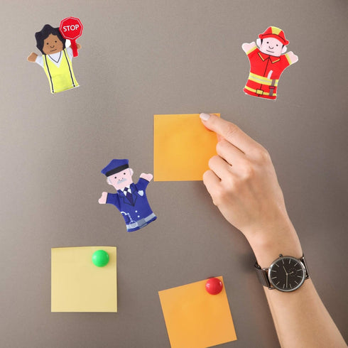 Magnet Happy Helpers People Toy Set for Fridge, Board and Refrigerator Magnets - Soft Fabric - 12 Pieces - Variety of Neighborhood People Characte...