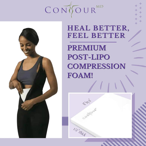 ContourMD Medical Grade Post Lipo Foam Compression Sheets – Post Surgery Compression Garment after Liposuction, Tummy Tuck, AB Flattening, BBL, & ...