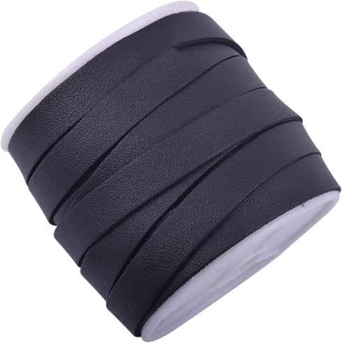 KONMAY Faux Suede Leather Cord, 10 Yards 10.0x1.5mm Black Micro Fiber Lace, Flat Synthetic Leather Strips for Jewelry Making, Crafting...