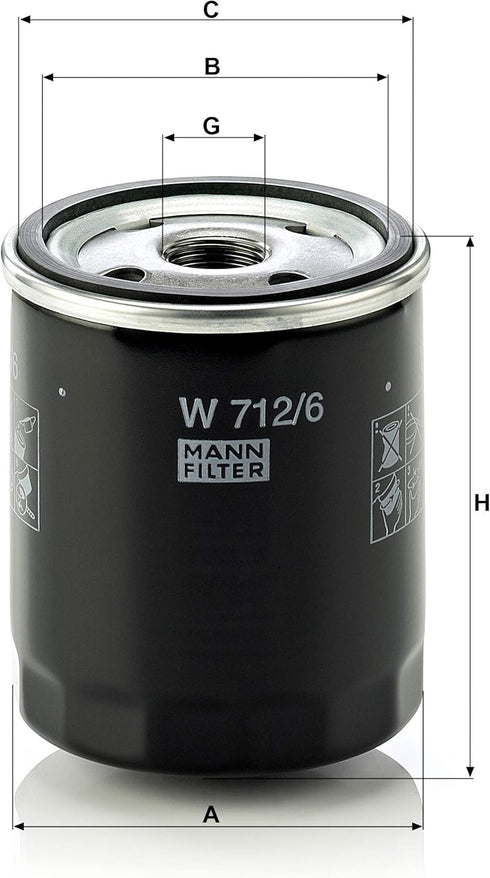 Mann Filter Mann-Filter W 712/6 Spin-on Oil Filter...