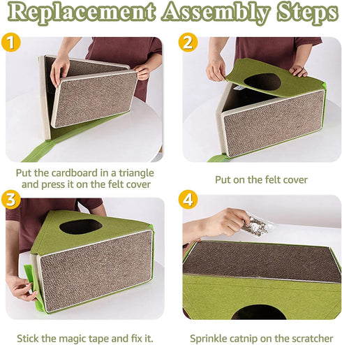 Cat Cardboard Scratcher Refill,Corrugated Cardboard Cat Scratcher Pad, Triangle Cat Scratching Lounge Replacement (1 Piece)...