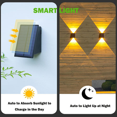 ASLIDECOR Solar Wall Lights UP and Down,Warm White Fence Lighting Waterproof Deck Step Light for Arbor Patio Yard...