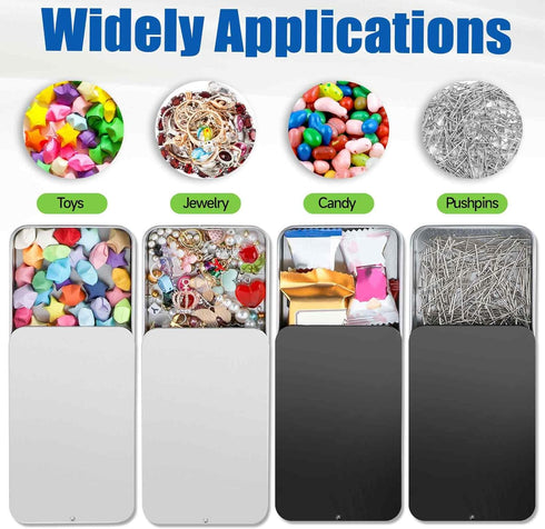 4 PCS Mini Metal Tin Box, Metal Slide Top Tin Containers, Containers Portable Box, Small Storage Container Kit with Lid for Storage Candies Jewelr...