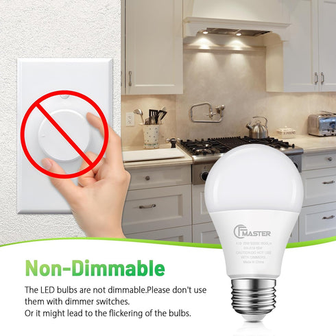 A19 LED Light Bulbs 100W Equivalent, 1500 Lumens Daylight White 5000K, E26 Standard Base A19 Lightbulbs, Non-Dimmable 15W High Bright LED Bulb, ET...