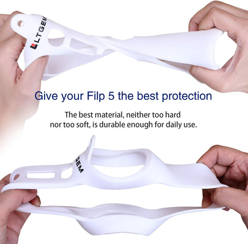 LTGEM Silicone Carrying Travel Case for JBL FLIP 5 Waterproof Portable Speaker with Extra Carabiner - White...