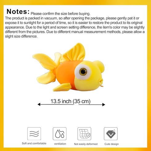 13.8" Goldfish Plush Stuffed Animal Soft Cute Goldfish Hug Doll Pillow Yellow...