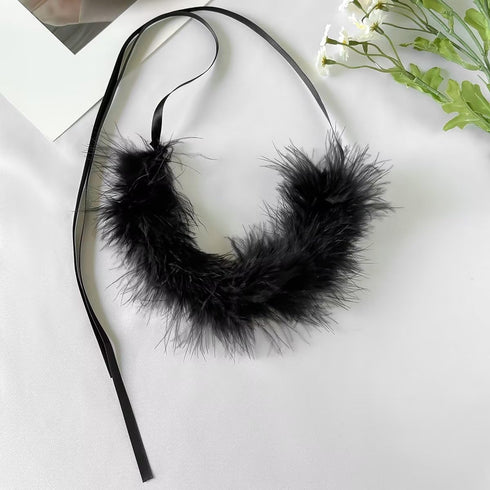 Exaggerated Multicolor Feather Choker Necklace Ribbon Fluffy Feather Collar Necklace Adjustable For Women Girls Gothic Costume Party...