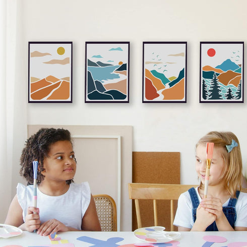 FINGERINSPIRE 6 Pcs Mountains Landscape Stencil 11.7x8.3 inch Mountains Stencils Template Plastic Moon Sun River Tree Stencils Reusable DIY Nature...