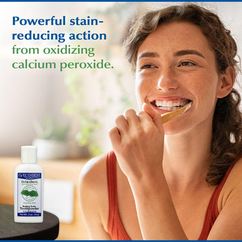 Eco-Dent ExtraBrite Baking Soda Toothpowder, Mint - Fluoride-Free Toothpaste Powder, SLS-Free Tooth Powder with Oxidizing Calcium Peroxide, Whiten...