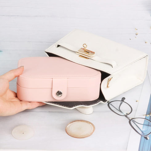 Travel Jewelry Box,Jewelry Organizer, PU Leather Small Travel Jewelry Case, 6.3x4.3",Pink,1Pack...