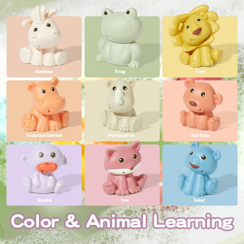 No Hole Bath Toys - 9PC Animal Bath Toys for Babies 6-12 Months, Baby Pool Bathtub Float Toys Presents for Preschool Toddlers Boys Girls...