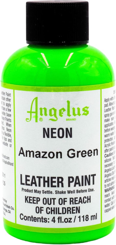 Angelus Neon Acrylic Leather Paint for Shoes, Boots, Jackets, Art, Customizing, Sneakers, Bags, & More – Amazon Green – 4oz...