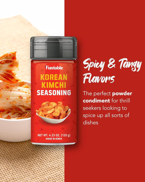 Funtable Kimchi Seasoning (4.2oz) - Authentic Korean Flavor Powder, Easy-to-Use. Perfect Seasoning for Chicken, Nuggets, Fries, Popcorn, Nachos & ...