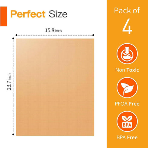 4 Pack Large Copper Oven Liners for Bottom of Oven BPA and PFOA Free, 16x24 Inch Thick Heavy Duty Non Stick Teflon Oven Mats for Electric, Gas, To...