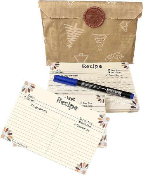 Recipe Cards 4x6 Double Sided With Gift Pen, 40 Count Recipe Cards, Blank Recipe Cards...