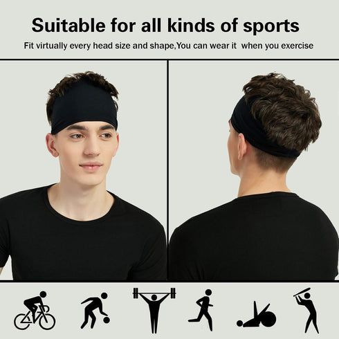 Sports Headbands for Men (5 Pack),Moisture Wicking Workout Headband, Sweatband Headbands for Running,Cycling,Football,Yoga,Hairband for Women and ...