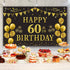 Trgowaul 60th Birthday Backdrop Gold and Black 5.9 X 3.6 Fts Happy Birthday Party Decorations Banner for Women Men Photography Supplies Background...