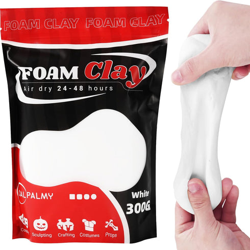 CALPALMY Air Dry Clay (300g Bag) - White Moldable Foam Clay for Cosplay - Airdry Soft Clay for Kids and Adults - Perfect Modeling Clay for Crafts,...