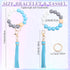Misdary 8 Pcs Key Ring Bracelet with PU Leather Tassel Wood Bead Key Ring Cute Keychain Wristlet Elastic Beaded Bangle Chains Portable Car Keyring...
