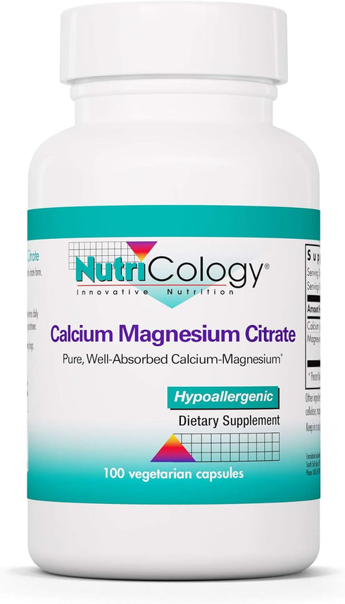 Nutricology Calcium Magnesium Citrate Supplement - Bone Health, with Calcium Citrate, Pure, Well-Absorbed, Vegetarian Capsules - 100 Count...