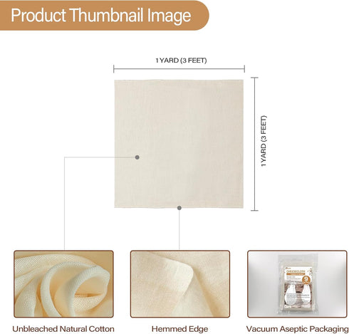 Cheesecloth, 9 Square Feet Grade 100 Cheese Cloths for Straining Reusable, Washable, Lint Free and Ultra Fine Mesh Unbleached Pure Cotton Cheese C...