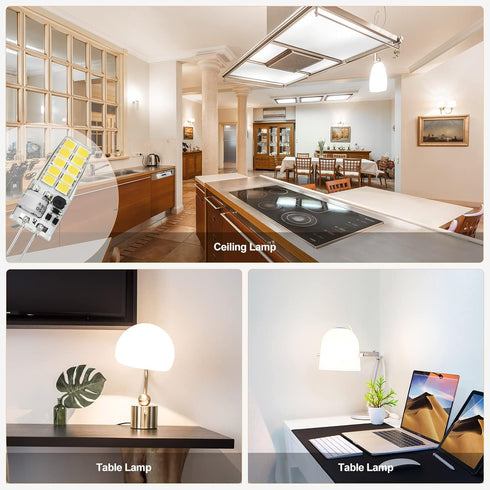 BAOMING G4 LED Bulb 12V JC Tybe, 20W/35W T3 G4 Halogen Equivalent, 6000K Daylight White, G4 Bi-Pin Base, No-Flicker 400LM, Chandelier Lighting/Lan...