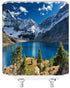 Mountain Shower Curtain Nature Landscape Mountain Lake Blue Sky White Cloud Scenic Print Simple Home Fabric Bath Curtain Bathroom Decor Set Includ...