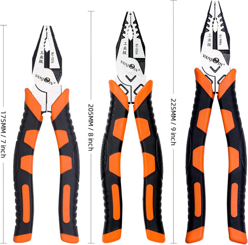 Linesman Pliers, 7 inch/8 inch/9 inch High Leverage Linesman Pliers Heavy Duty Side Cutting Pliers with Anti-slip Handle for Wire Cutting Crimping...