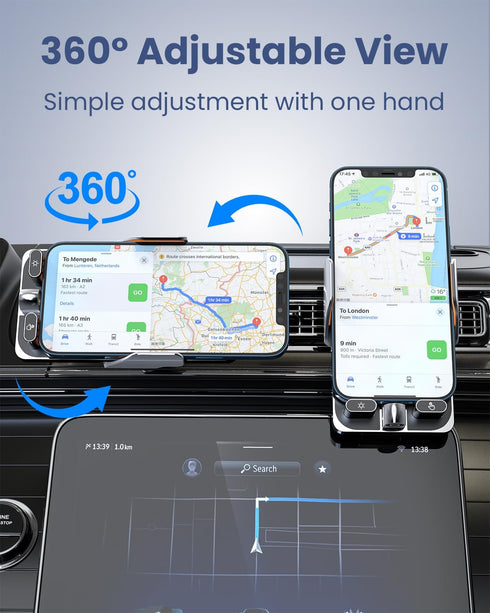 Wireless Car Charger Vent Mount, Car Phone Holder 15W Fast Charging, Auto Clamping Air Vent Phone Mount for iPhone 15/15 Pro/15 Pro Max, Samsung G...