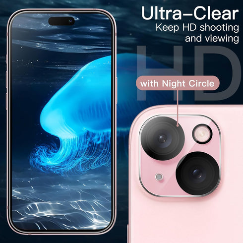 JETech 5 in 1 Case for iPhone 15 6.1-Inch with 2-Pack Each Tempered Glass Screen Protector and Camera Lens Protector, Non-Yellowing Shockproof Bum...