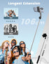 Selfie Stick Tripod with Detachable Phone Holder, 41.7" Extendable Phone Tripod with Remote, 360° Rotatable Tripod Stand for iPhone, Samsung, and ...