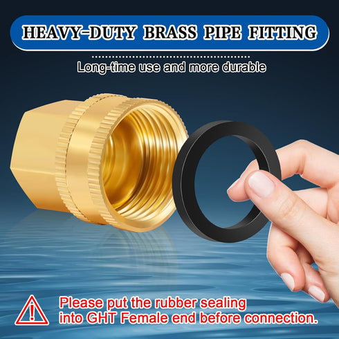 Boltigen 2PCS Brass Garden Hose Fittings, 3/4 GHT Female x 1/2 NPT Female Swivel Adapter, 3/4GHT to 1/2NPT Brass Swivel Pipe Connector for Garden...