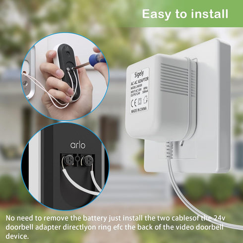 Doorbell Transformer 24V 500MA Doorbell Power Adapter AC110-120V to AC24V, Compatible with Ring, Nest, Eufy, Wyze, Arlo Visual Doorbell (with 32.8...