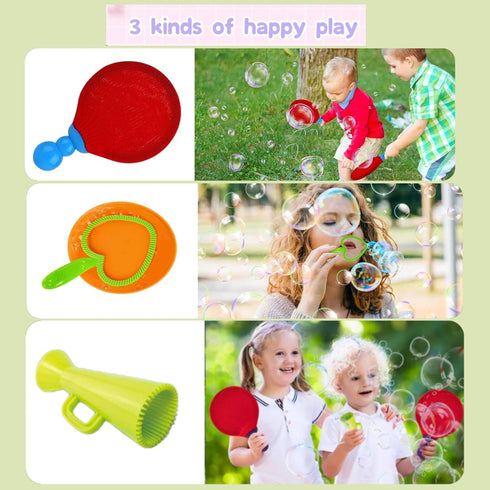 Bubble Wand Racket Set, 9PCS Bubble Wand Toys with Soft Bubble Racket/Bubble Solution/Tray, Funny Bubble Making Machine Educational Kids Interacti...