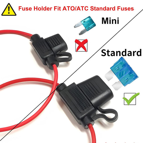 MuHize Inline Fuse Holder 12V - Upgraded 16 Gauge Automotive ATC/ATO Standard Fuse Holders with 15 AMP Standard Blade Fuses(10 Pack)...