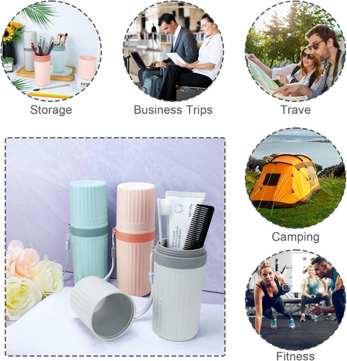 Travel Toothbrush Holder, Large Travel Toothbrush Cup Case, Portable Travel Toothbrush Toothpaste Makeup Storage for Business Trip Camping School ...