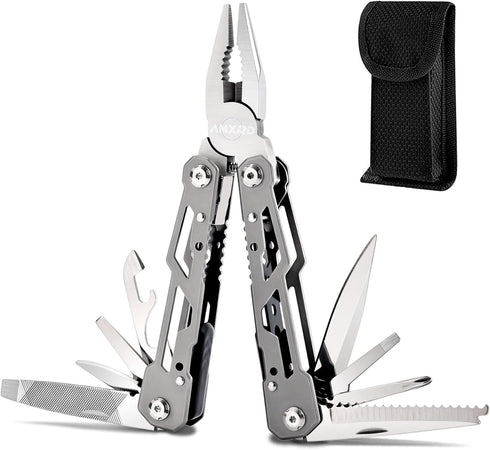 Multitool, 15-in-1 Stainless Steel Multi Tool, Folding Pocket Plier with Nylon Sheath, Perfect for Outdoor, Survival, Camping, Hiking, Simple Repa...