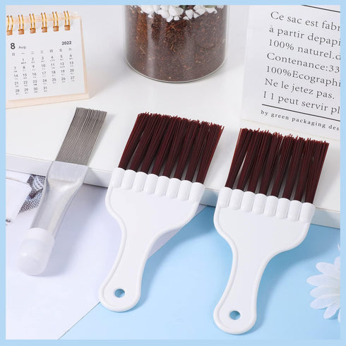 Pimoys 3 in 1 Set Air Conditioner Condenser Fin Comb, 1 AC Coil Cleaner Stainless Steel Fin Comb with 2 Evaporator Radiator Cleaning Whisk Brush...